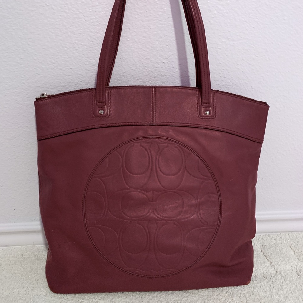 COACH DK MAROON LEATHER Tote Purse # E1261-F18336